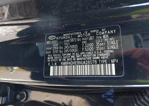 2022 Hyundai Palisade Sel из США, поврежденный, VIN KM8R4DHE8NU426078